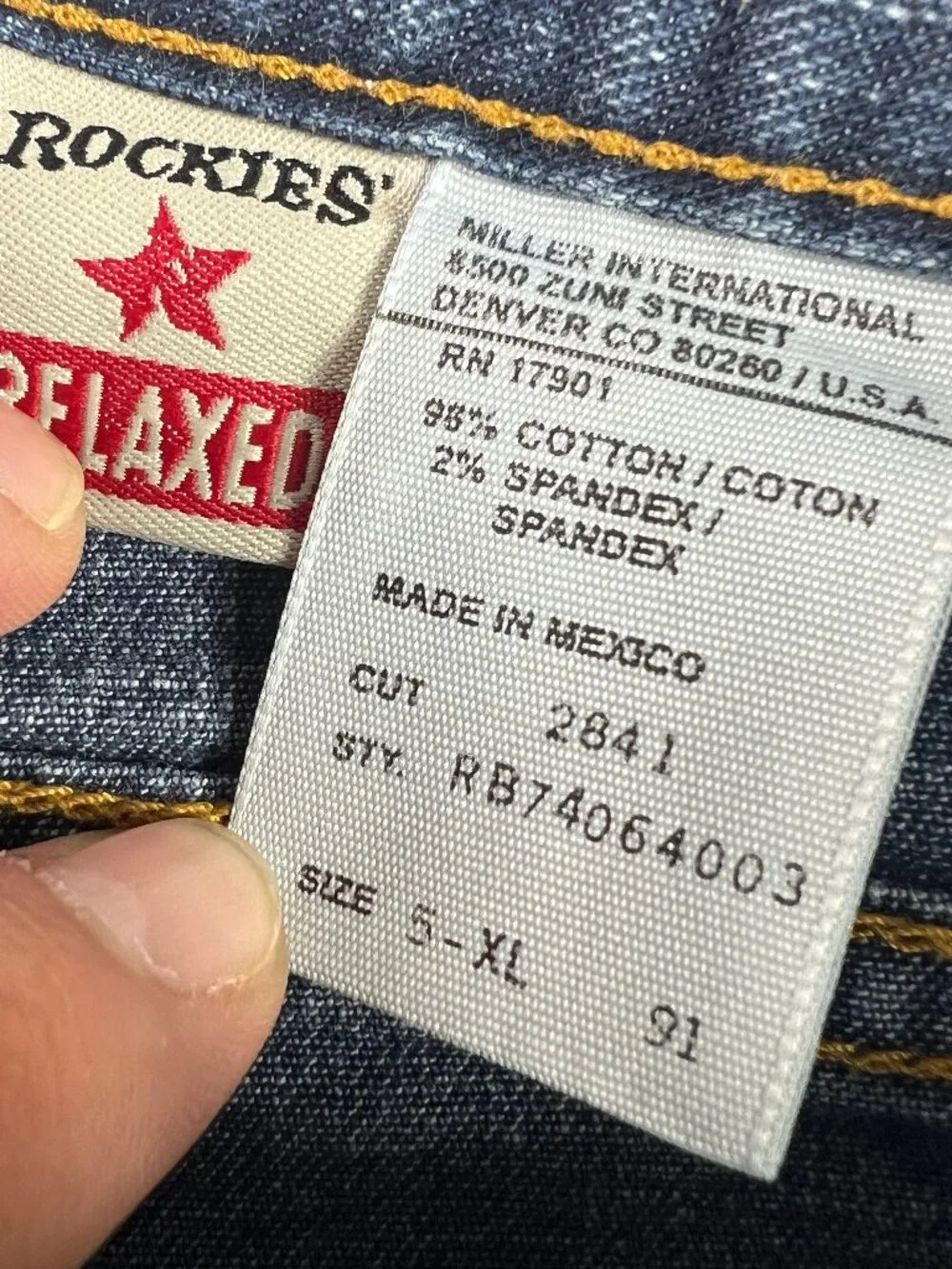 VTG Rockies Jeans Junior's 27x35* Mid Rise Relaxed Straight Blue Denim Tag 5 XL